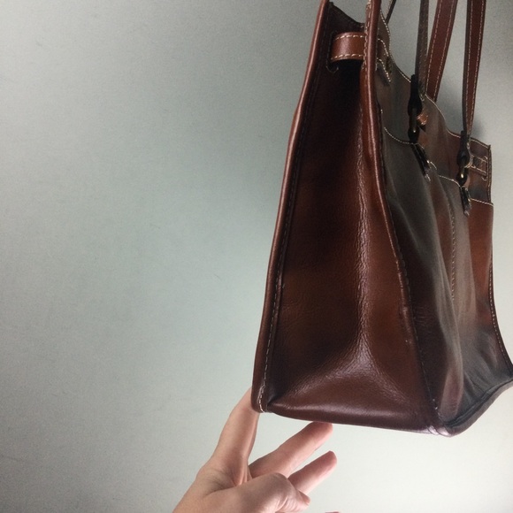 Patricia Nash Olivenza Leather Double Handle Snap Top Tote Bag - Picture 7 of 16